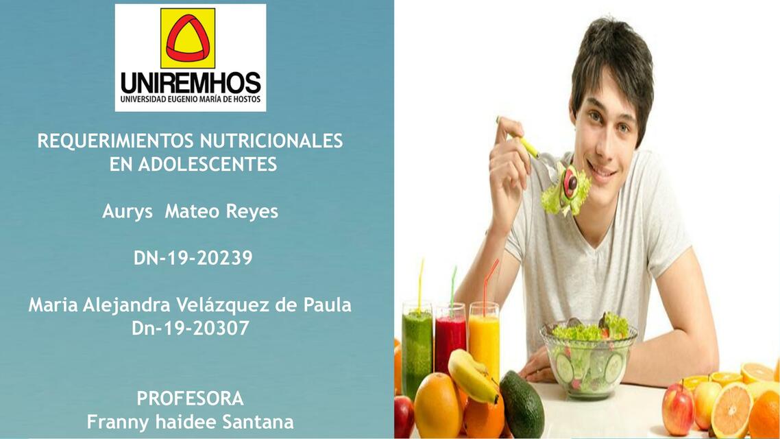 Requerimiento Nutricionales en Adolescentes