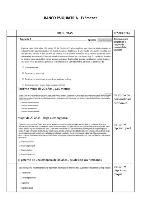 Exámenes de Psiquitaría 