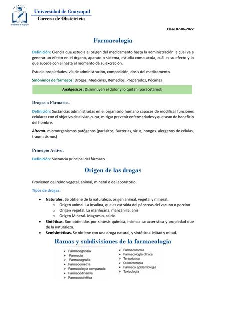 Farmacogenómica Generalidades de la Farmacología