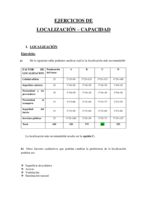 Ejercicios de LOCALIZACIÓN - CAPACIDAD