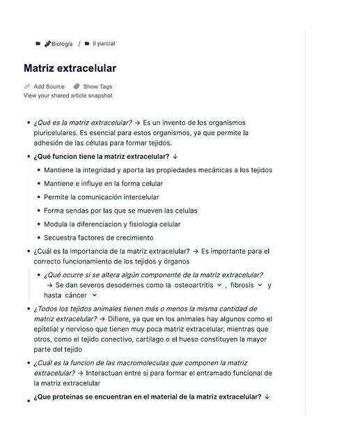 Matriz extracelular. Flashcards