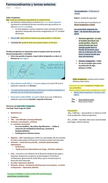 Farmacodinamia y temas selectos