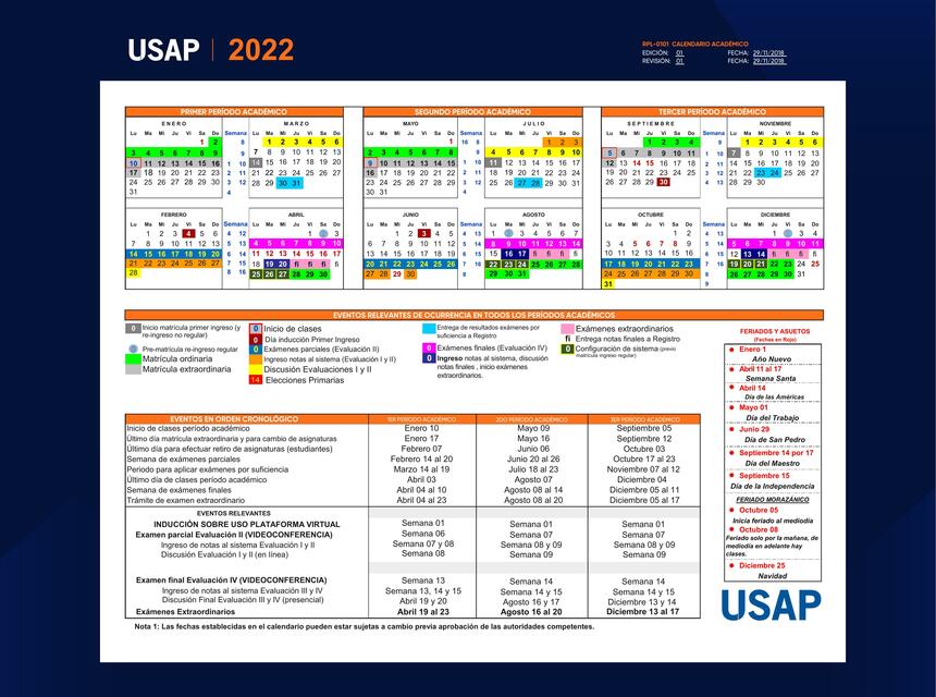 Calendario USAP