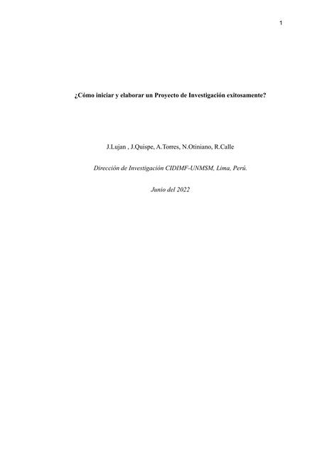 ¿Cómo iniciar y elaborar un Proyecto de Investigación exitosamente?