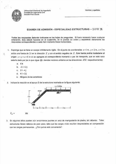 Examen de Admisión Estructuras