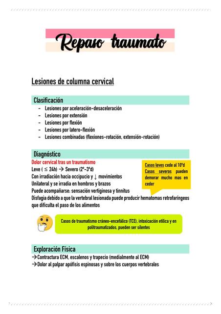 Lesiones de Columna Cervical