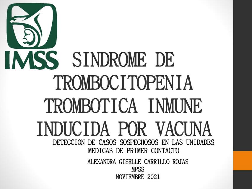 Síndrome de trombocitopenia trombótica inmune inducida por vacuna