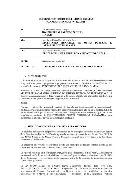 Informe Técnico de Condiciones Previas