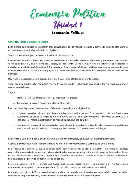 Unidad 1 - Economía Política - UNLaM