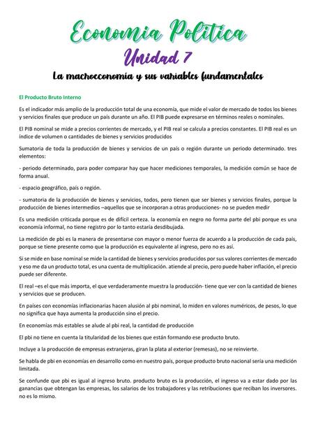 Unidad 7 - Economía Política - UNLaM