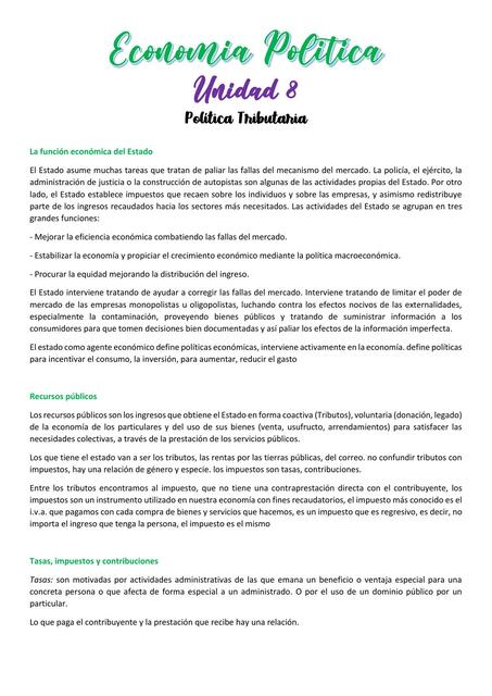 Unidad 8 - Economía Política - UNLaM