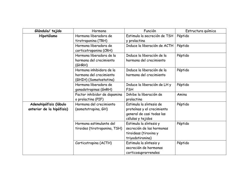 Hormonas y su clasificación 