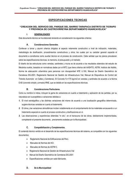 Especificaciones Técnicas