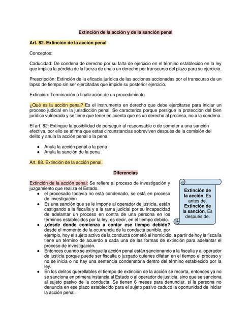 Extinción de la acción y de la sanción penal 