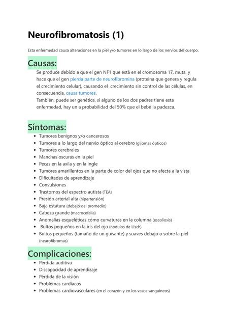 Neurofibromatosis 1 