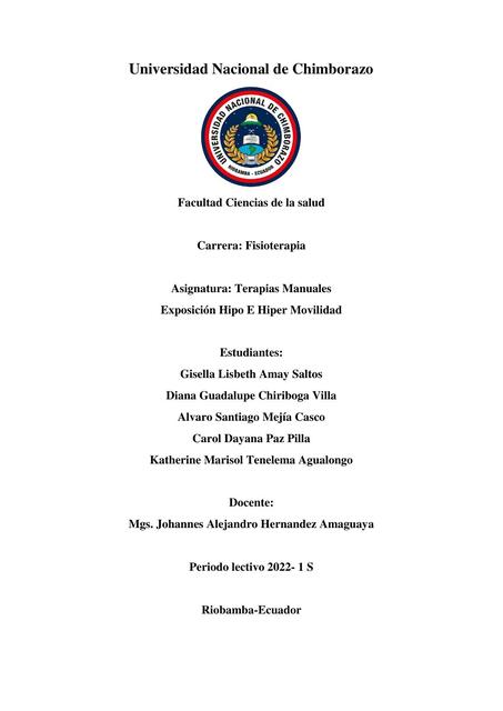 Hipermovilidad e Hipomovilidad PENSAMIENTO ANATÓMICO uDocz