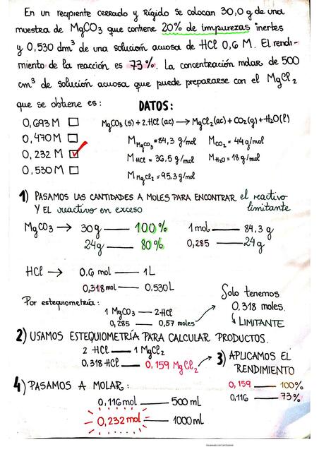 Ejercicio Resuelto - Estequiometría 