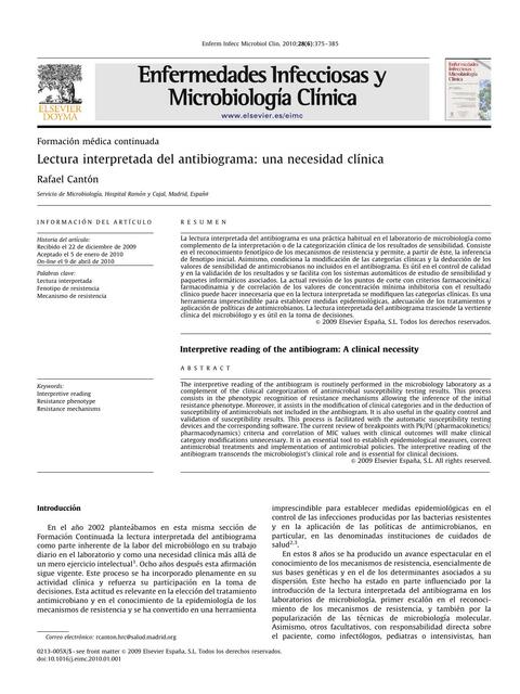 Lectura del Antibiograma