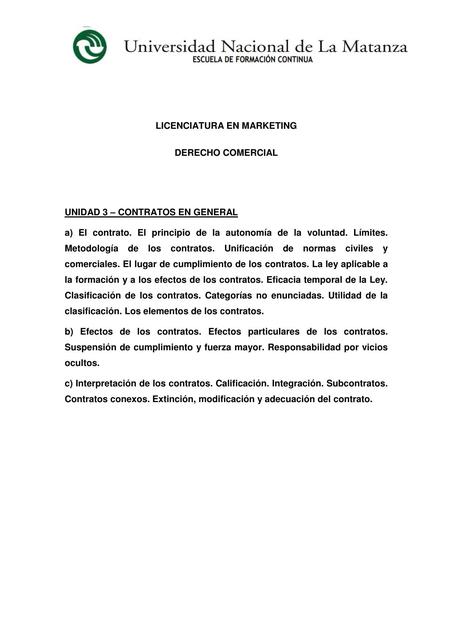 Derecho comercial  unidad 3 (CONTRATOS)