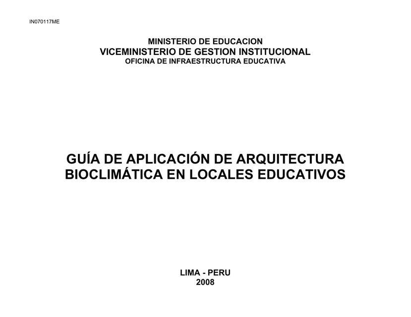 Guía de aplicación de arquitectura bioclimática en locales educativos