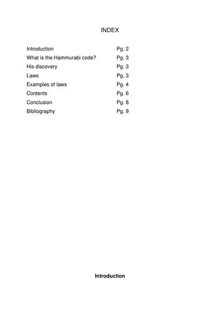 Report of the Hammurabis code