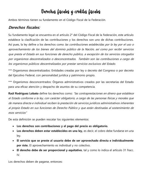 Diferencia entre derechos fiscales y créditos fiscales