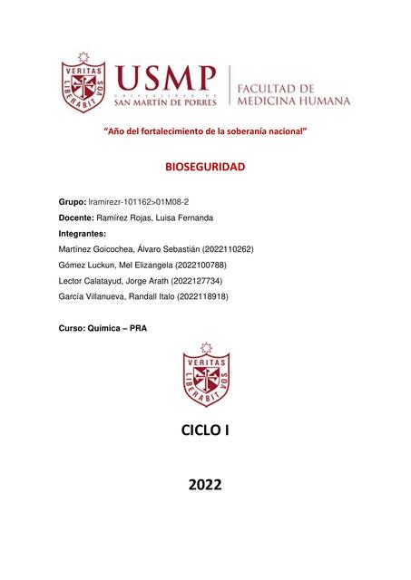 Bioseguridad - Informe de Química USMP S1