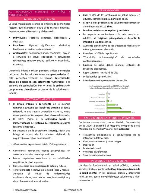 Salud Mental en Niños y Niñas