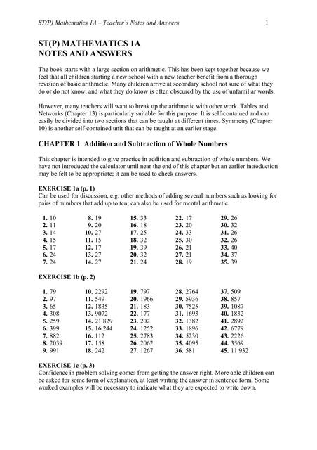 Stp Mathematics 1a Answers