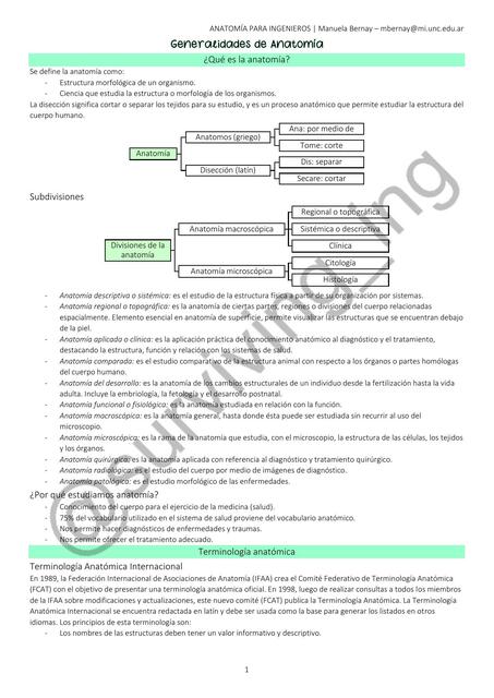 Generalidades de la Anatomía