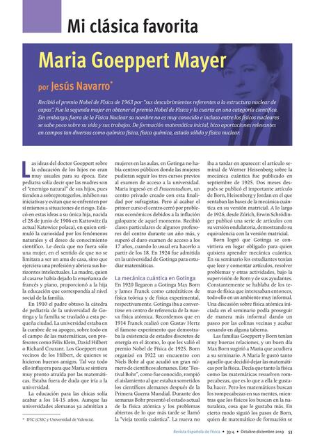 Mi clásica favorita - Maria Goeppert Mayer | María Gómez | uDocz