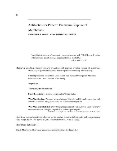 Antibiotics for preterm premature rupture of membranes