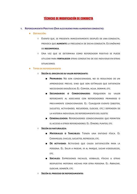 Técnicas de modificación de conducta