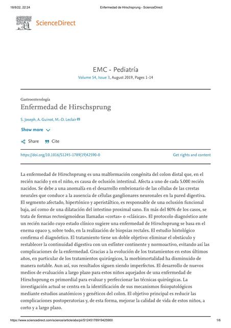 1 Enfermedad de Hirschsprung ScienceDirect