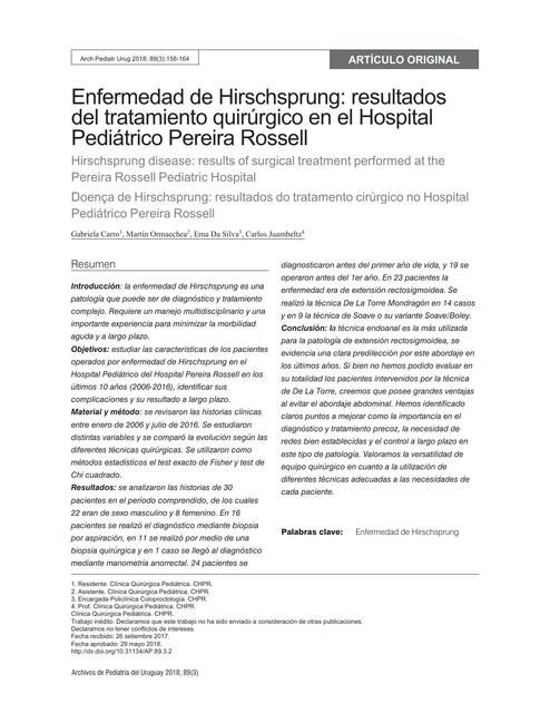 1 Enfermedad de Hirschsprung RESULTADOS TRATAMIENTO HOSPITAL ARTICULO CIELO