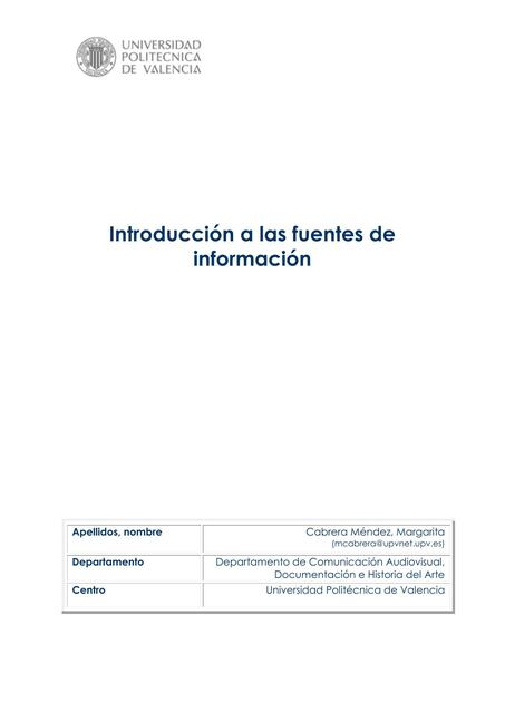 Introducción a las fuentes de información