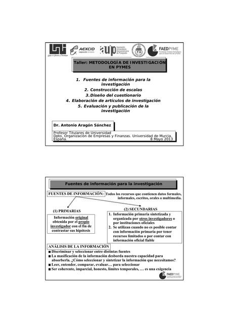 Fuentes de informacion para investigación