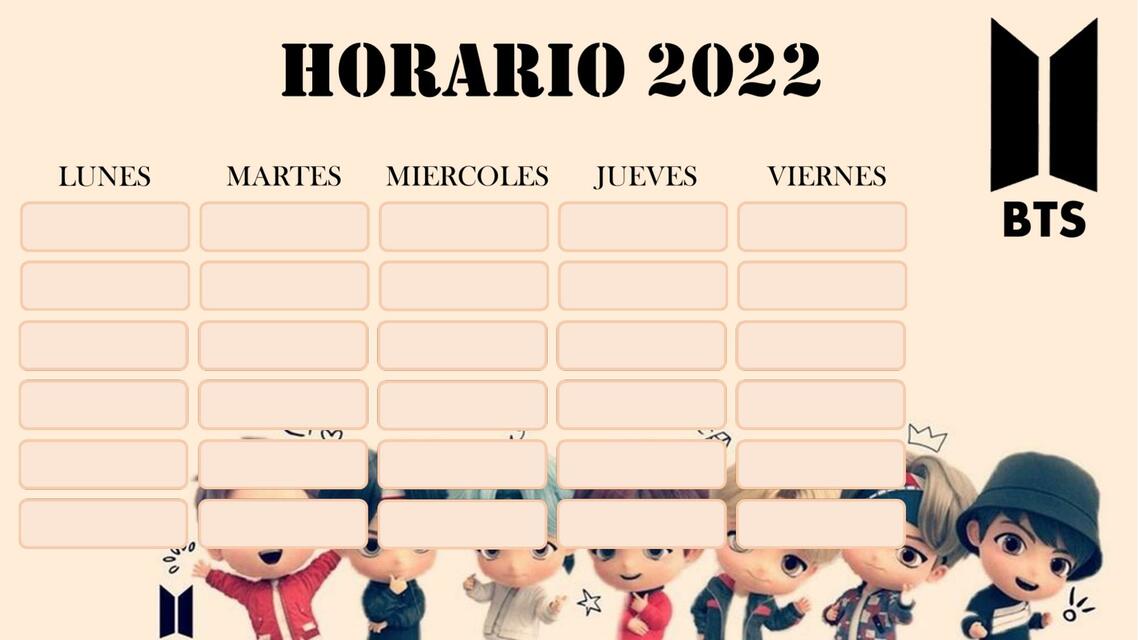 Plantilla de horario 2022