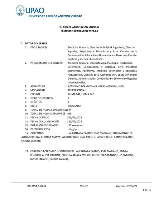 Sílabo actividad formativa II