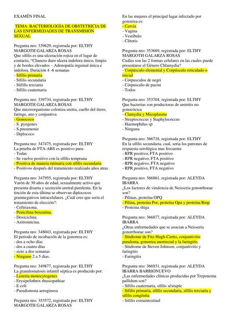 Exámenes de bacteriología obstetricia de las enfermedades de transmisión sexual