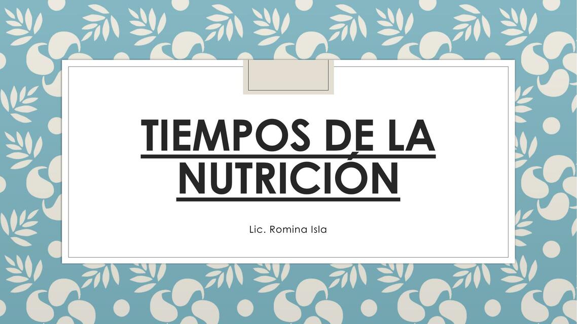 Tiempos de la Nutrición