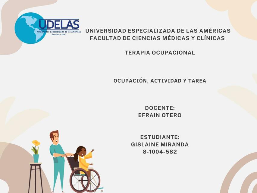 Terapia Ocupacional- ocupación actividad y tarea