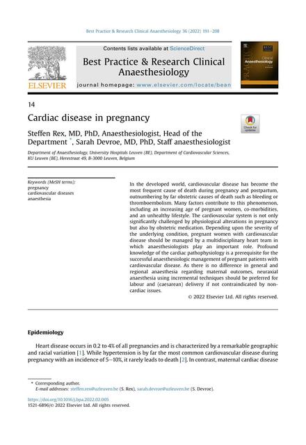 14 Cardiac disease in pregnancy