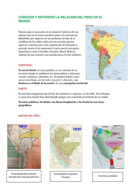 Conocer y entender la relación del Perú en el mundo   