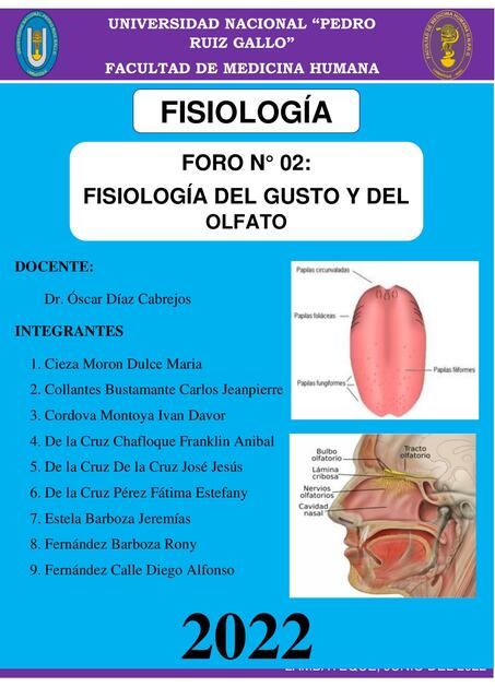 Foro N°2: Fisiología del gusto y olfato