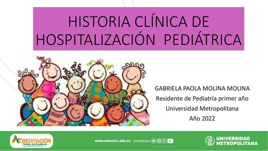 Historia clínica de hospitalización pediátrica