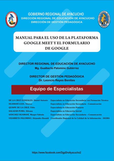 Manual para el uso de google meet y formulario de google para docentes