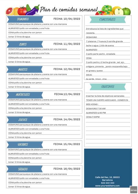 Plan de comidas semanal