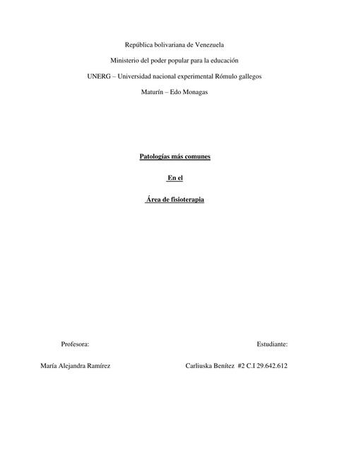 Patologías Mas Comunes en Fisioterapia 