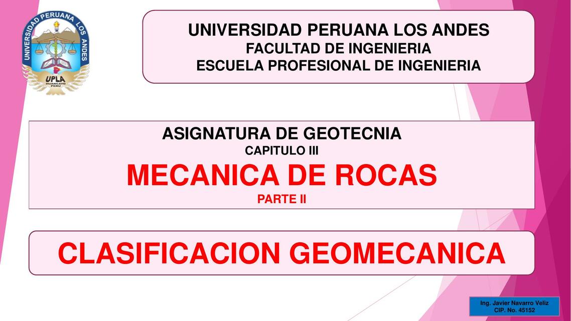 Clase III - Mecánica de rocas geotecnia parte 2